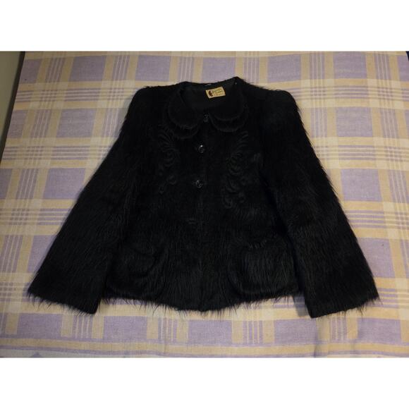 1940s Bearskin Chubby Mohair Cardigan Coat By Regina Hand Knitted Sweater Vtg - Picture 1 of 16
